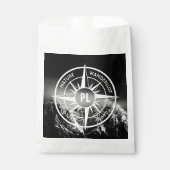 Compass star embleem monogram dramatische bergen bedankzakje (Voorkant)