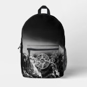 Compass star embleem monogram dramatische bergen bedrukte rugzak (Voorkant)