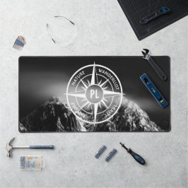 Compass star embleem monogram dramatische bergen bureaumat
