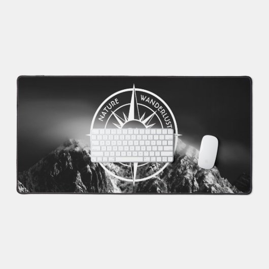 Compass star embleem monogram dramatische bergen bureaumat (Keyboard & Muis)