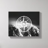 Compass star embleem monogram dramatische bergen canvas afdruk (Voorkant)