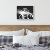 Compass star embleem monogram dramatische bergen canvas afdruk (Insitu (Slaapkamer))