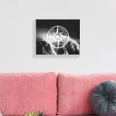 Compass star embleem monogram dramatische bergen canvas afdruk (Insitu (Woonkamer))