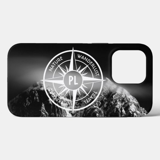 Compass star embleem monogram dramatische bergen Case-Mate iPhone case (Achterkant (horizontaal))