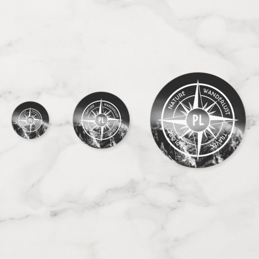 Compass star embleem monogram dramatische bergen confetti (Achterkanten)