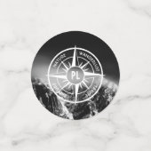 Compass star embleem monogram dramatische bergen confetti (Kleine voorkant)