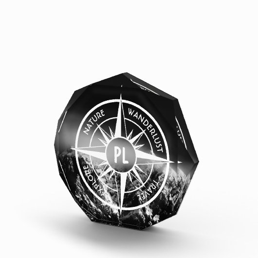 Compass star embleem monogram dramatische bergen fotoblokken (Rechts)