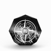 Compass star embleem monogram dramatische bergen fotoblokken (Voorkant)