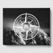 Compass star embleem monogram dramatische bergen gastenboek (Achterkant)