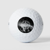 Compass star embleem monogram dramatische bergen golfballen (Voorkant)