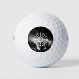 Compass star embleem monogram dramatische bergen golfballen