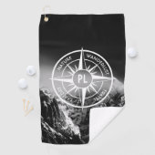 Compass star embleem monogram dramatische bergen golfhanddoek (Insitu)