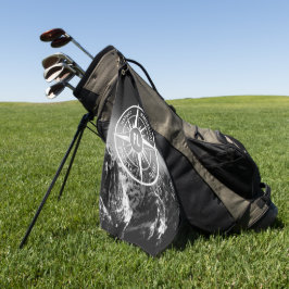 Compass star embleem monogram dramatische bergen golfhanddoek