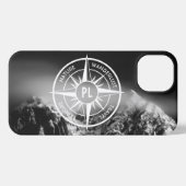 Compass star embleem monogram dramatische bergen iPhone hoesje (Achterkant horizontaal)
