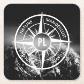 Compass star embleem monogram dramatische bergen kartonnen onderzetters (Voorkant)