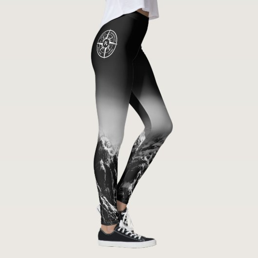 Compass star embleem monogram dramatische bergen leggings (Rechts)