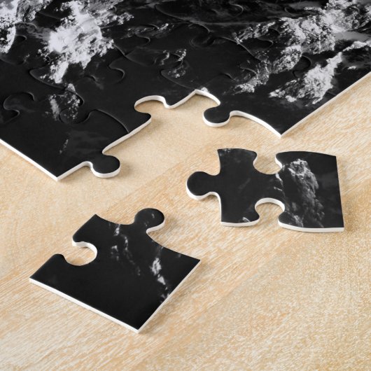 Compass star embleem monogram dramatische bergen legpuzzel (Zijkant)