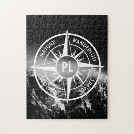 Compass star embleem monogram dramatische bergen legpuzzel