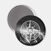 Compass star embleem monogram dramatische bergen magneet (Voorkant / Achterkant)