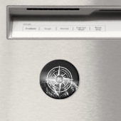 Compass star embleem monogram dramatische bergen magneet (Insitu (Vaatwasser))