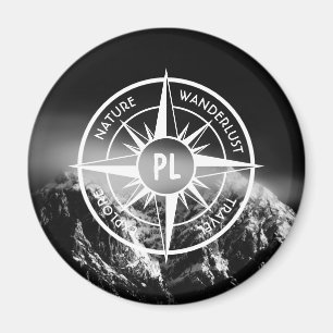 Compass star embleem monogram dramatische bergen magneet
