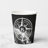 Compass star embleem monogram dramatische bergen papieren bekers (Achterkant)