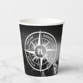 Compass star embleem monogram dramatische bergen papieren bekers (Voorkant)