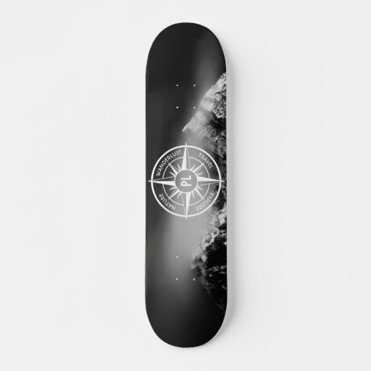 Compass star embleem monogram dramatische bergen persoonlijk skateboard (Voorkant)