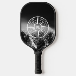 Compass star embleem monogram dramatische bergen pickleball paddle