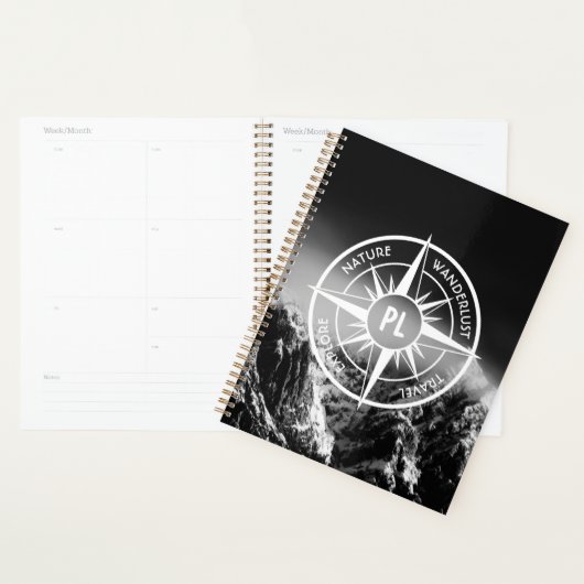 Compass star embleem monogram dramatische bergen planner (Display)