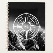 Compass star embleem monogram dramatische bergen planner (Voorkant)