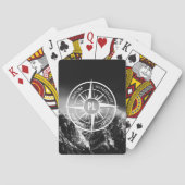 Compass star embleem monogram dramatische bergen pokerkaarten (Achterkant)