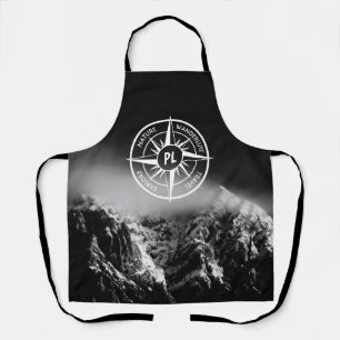 Compass star embleem monogram dramatische bergen schort