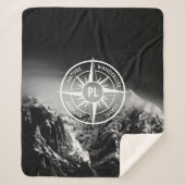 Compass star embleem monogram dramatische bergen sherpa deken (Voorkant)