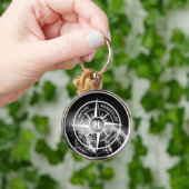 Compass star embleem monogram dramatische bergen sleutelhanger (Hand)