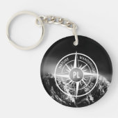 Compass star embleem monogram dramatische bergen sleutelhanger (Voorkant)