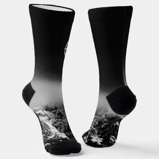 Compass star embleem monogram dramatische bergen sokken (Gebogen)