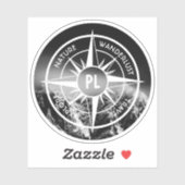 Compass star embleem monogram dramatische bergen sticker (Vel)