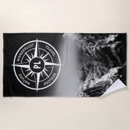 Compass star embleem monogram dramatische bergen strandlaken