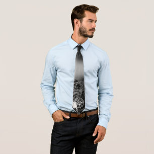 Compass star embleem monogram dramatische bergen stropdas