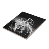 Compass star embleem monogram dramatische bergen tegeltje (Zijkant)