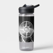 Compass star embleem monogram dramatische bergen waterfles (Links)