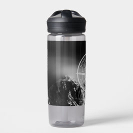 Compass star embleem monogram dramatische bergen waterfles