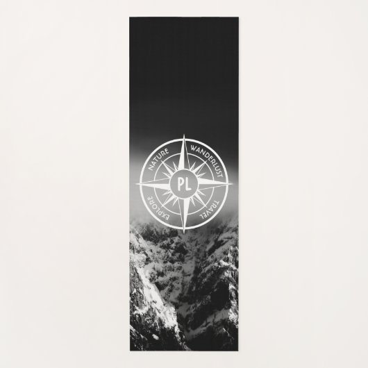 Compass star embleem monogram dramatische bergen yogamat (Voorkant)