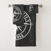 Compass star monogram, personaliseerbaar embleem bad handdoek (Insitu)