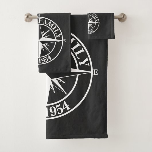 Compass star monogram, personaliseerbaar embleem bad handdoek (Insitu)