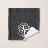 Compass star monogram, personaliseerbaar embleem bad handdoek (Wasdoekje)