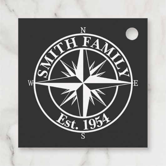 Compass star monogram, personaliseerbaar embleem bedankjes labels (Achterkant)