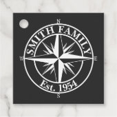 Compass star monogram, personaliseerbaar embleem bedankjes labels (Voorkant)