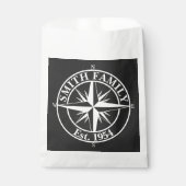 Compass star monogram, personaliseerbaar embleem bedankzakje (Voorkant)